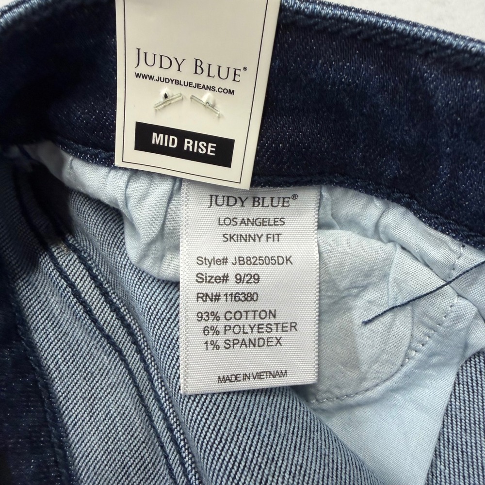 Judy Blue Womens Skinny Fit Jeans Mid Rise Dark Wash Stretch Size 9/29 NWT - Picture 5 of 9